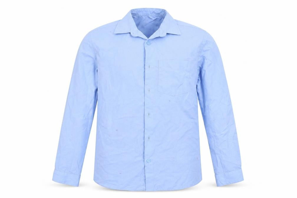 Front view of George boys’ blue basic button-up, size 11-12, years