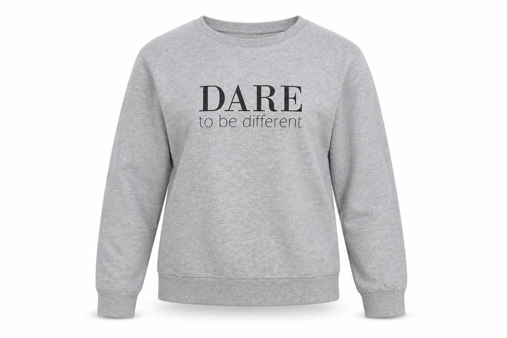 Front view of H&M women’s grey pullover sweatshirt, size M