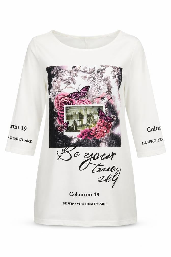 Front view of Preworn women’s white basic t-shirt, size M