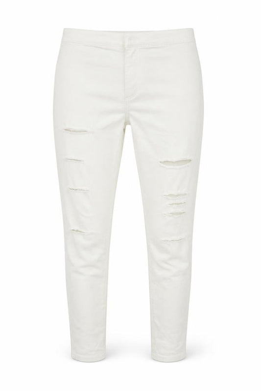 Front view of Topshop women’s white cropped jeans, size UK 34, 24-inch leg