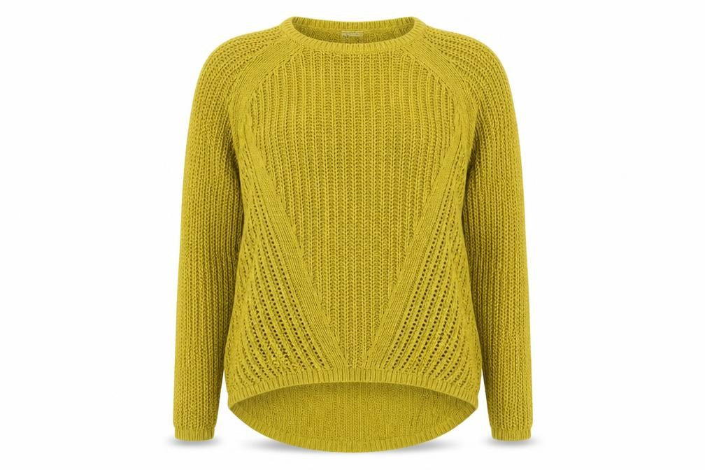 Front view of H&M women’s yellow jumper, size M