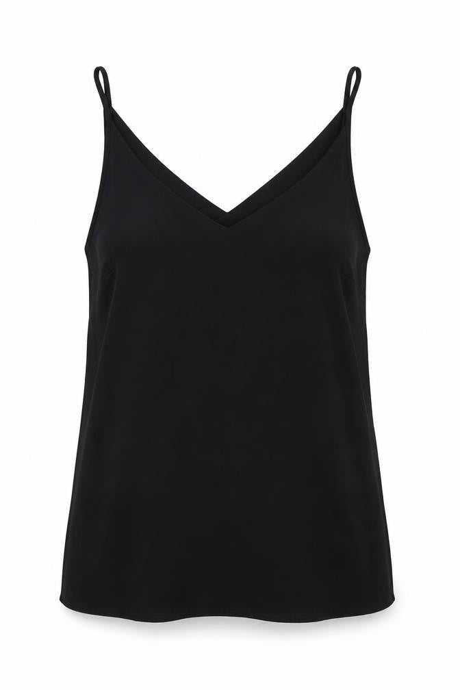 Front view of Papaya women’s black basic tank, size UK 10