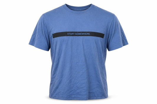 Front view of Cooperative men’s blue t-shirt, size S