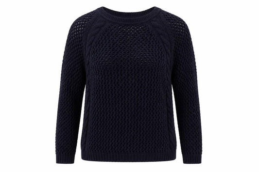 Front view of New Look women’s blue jumper, size UK 8