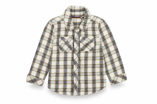 Front view of Tu Baby White Plaid Button-Up, size 12-18, Months