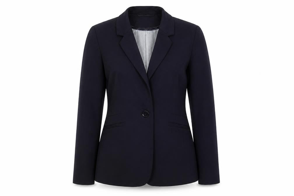 Front view of Debenhams women’s blue jacket blazer, size UK 8