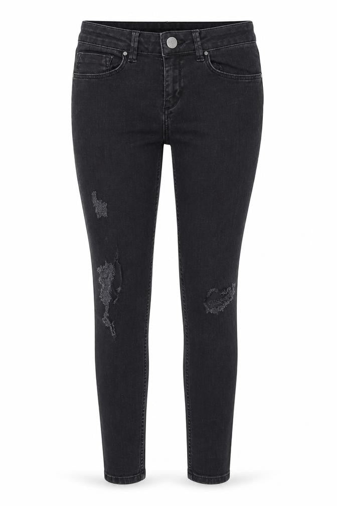 Front view of ASOS women’s black skinny jeans, size UK 8, 28-inch leg