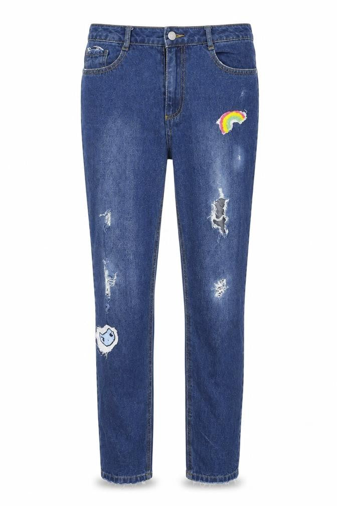 Front view of Missguided women’s blue jegging jeans, size UK 8, 28-inch leg