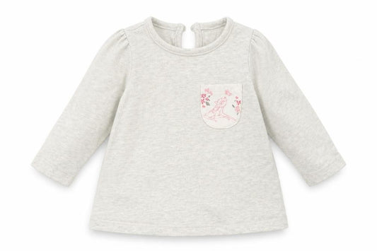 Front view of George girls’ grey rayon basic t-shirt, size 0-3, months