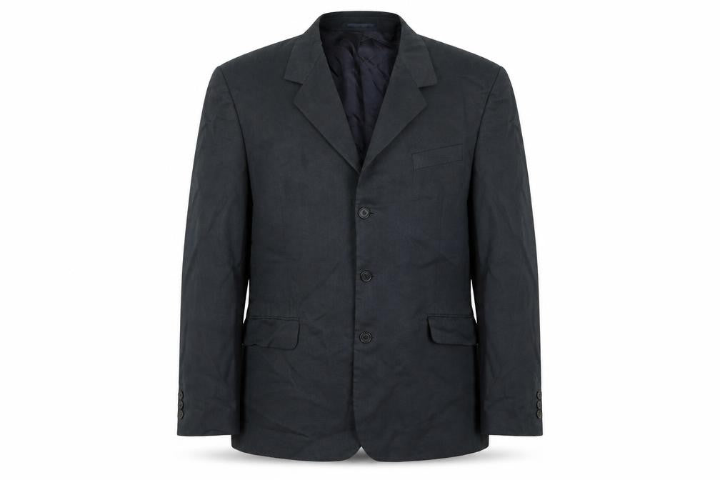 Front view of Preworn women’s blue jacket, size XL