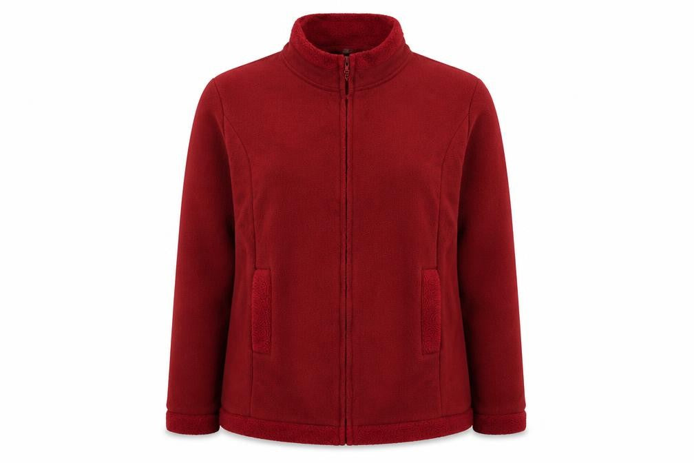 Front view of Preworn women’s red jacket, size M