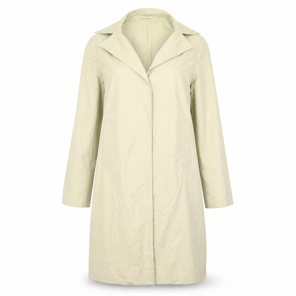 Front view of Nine West women’s beige overcoat jacket, size S