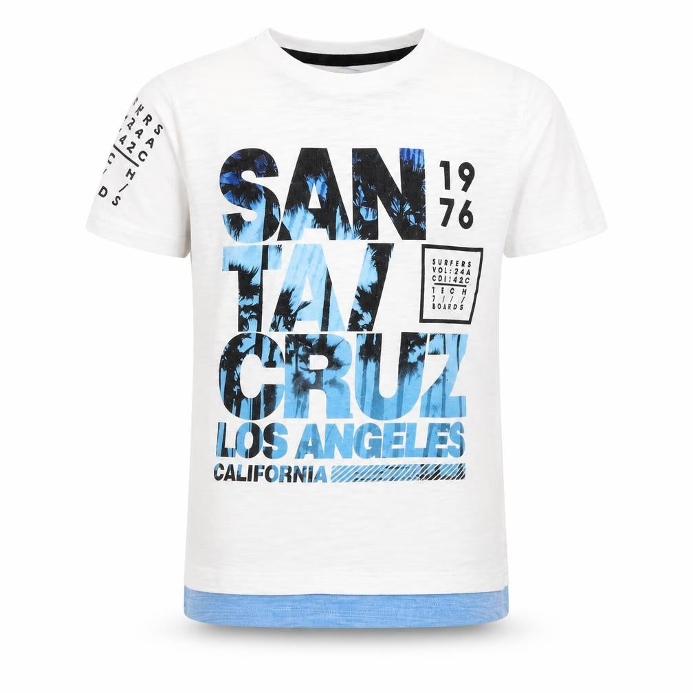 Front view of Primark boys’ white basic t-shirt, size 5-6, years