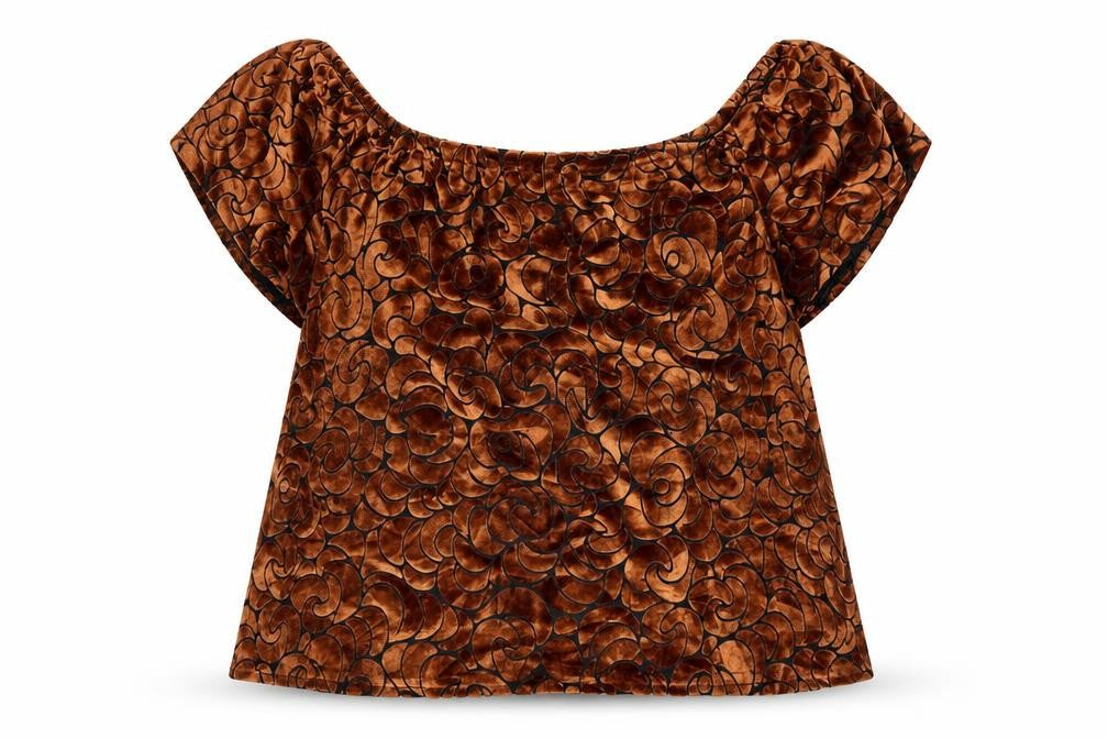Front view of Pins & Needles women’s brown geometric basic blouse, size XS