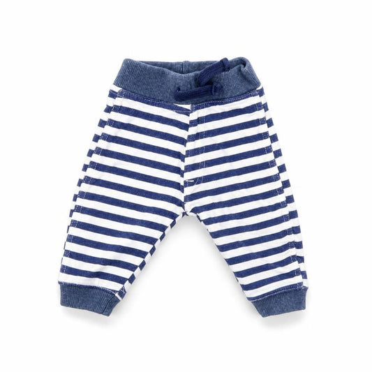 Front view of Lily & dan Baby Blue Striped sweatpants, size 0-3, Months