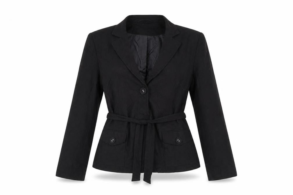 Front view of M&Co women’s black jacket blazer, size UK 10