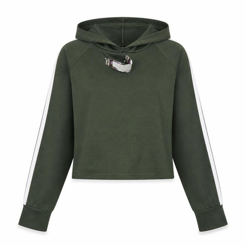Boohoo Womens Green Striped  Pullover Hoodie Size S  - s/m