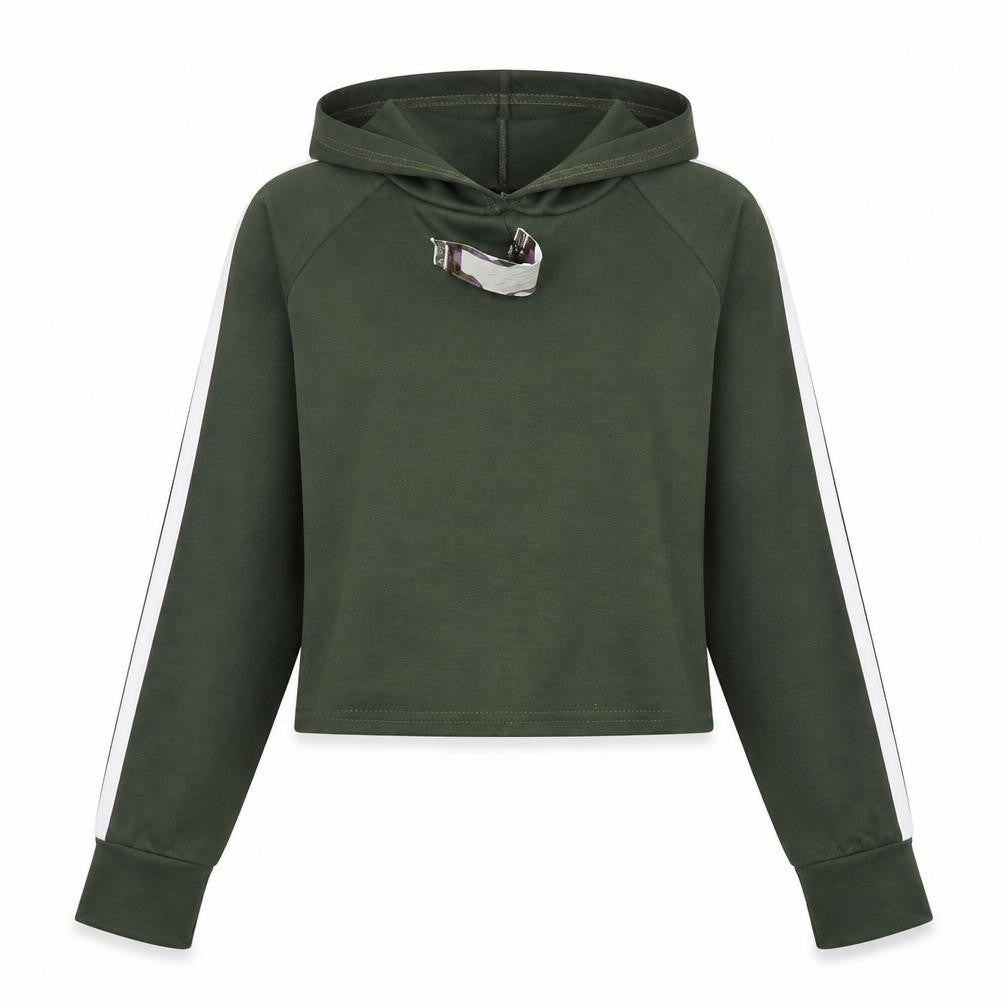Boohoo Womens Green Striped  Pullover Hoodie Size S  - s/m