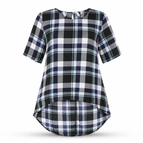 blue vanilla Womens Purple Check  Cropped Blouse Size XS