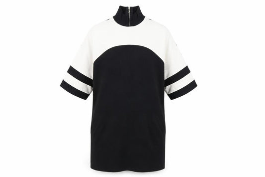 Front view of Select women’s black striped basic t-shirt, size UK 10