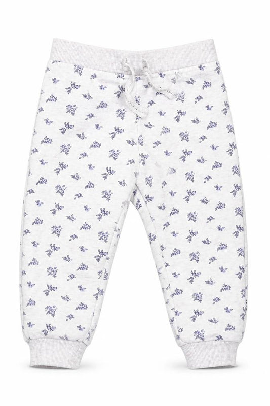 Front view of Primark Baby Grey Floral Pyjama Pants, size 9-12, Months