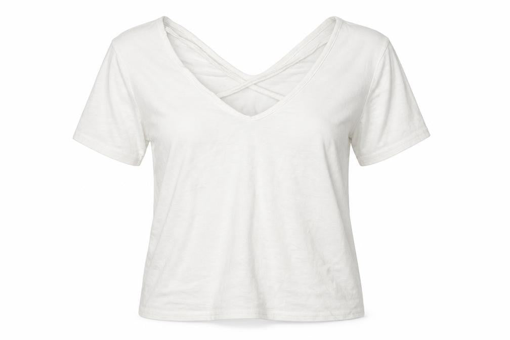 Front view of Missguided women’s white basic blouse, size S, - strappy