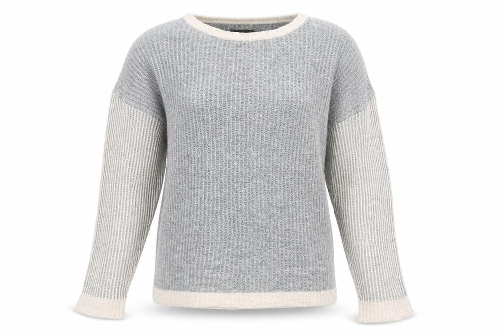 Front view of Atmosphere women’s grey knit jumper, size UK 14