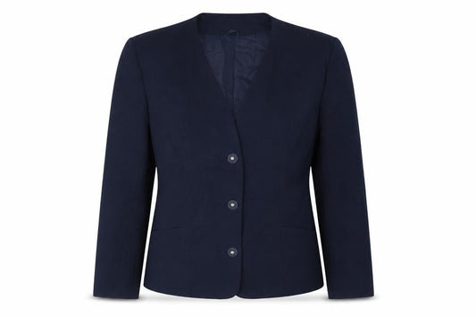 Front view of Debenhams women’s blue jacket, size UK 12