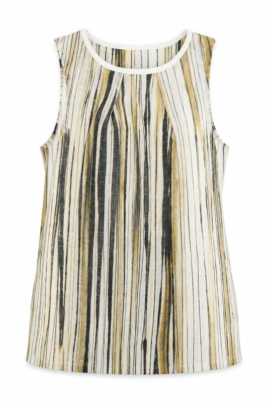 Front view of Next women’s brown striped basic tank, size UK 8