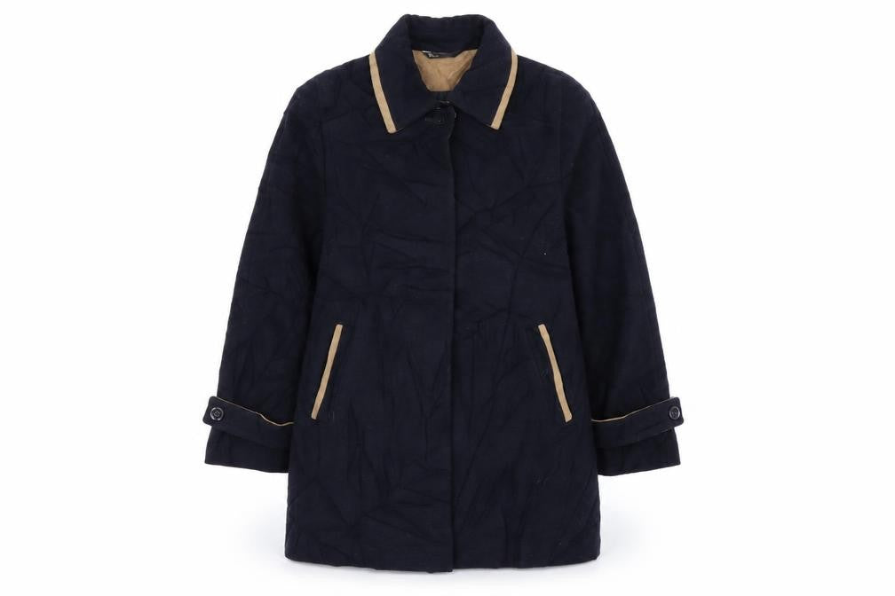Front view of BHS women’s blue overcoat coat, size UK 16