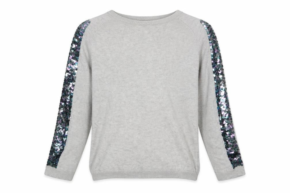 Front view of Primark girls’ grey pullover sweatshirt, size 8-9, years