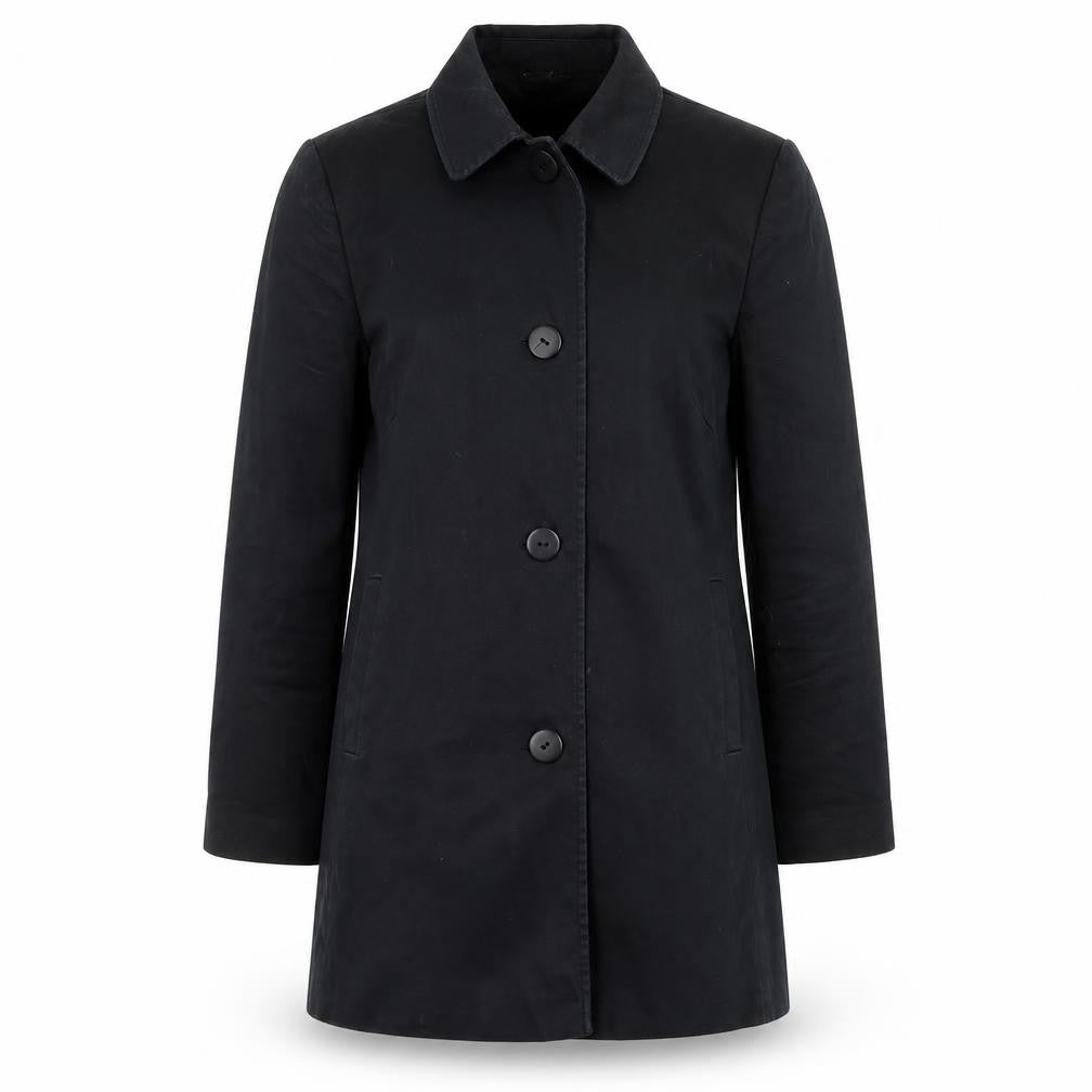 Front view of BHS women’s black overcoat coat, size UK 10
