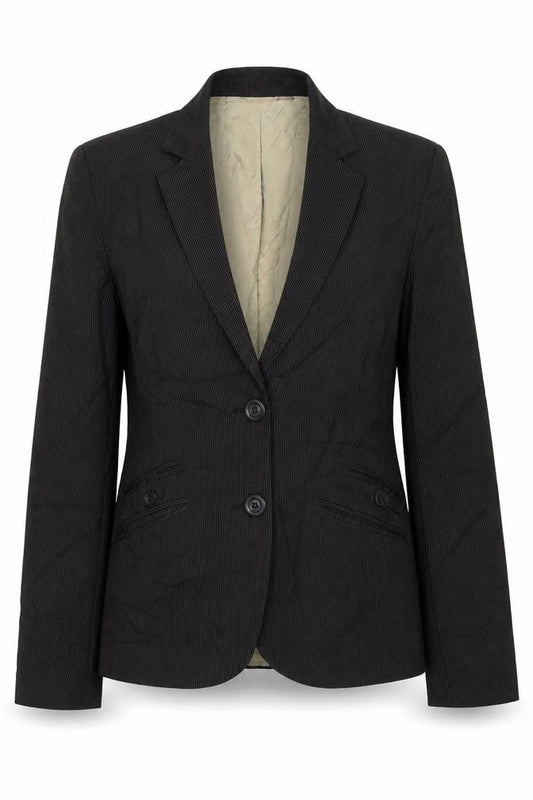 Front view of New Look women’s grey striped jacket suit jacket, size UK 14