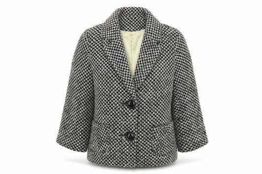 Front view of TCM women’s multicoloured houndstooth jacket blazer, size UK 10