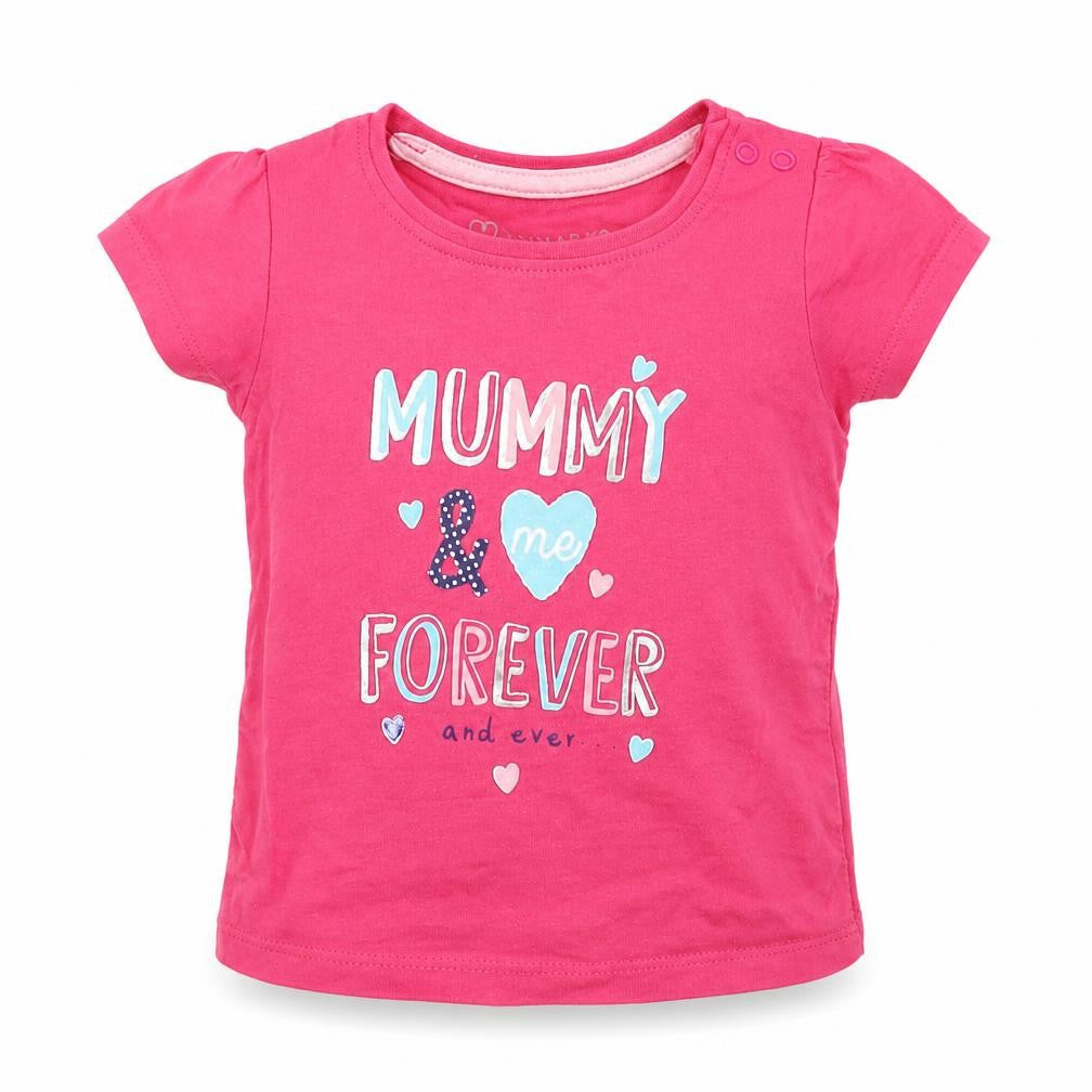 Front view of Primark girls’ pink basic t-shirt, size 6-9, months