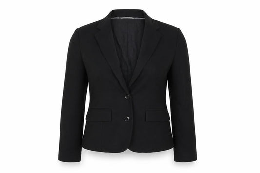 Front view of Marks & Spencer women’s black jacket blazer, size UK 10