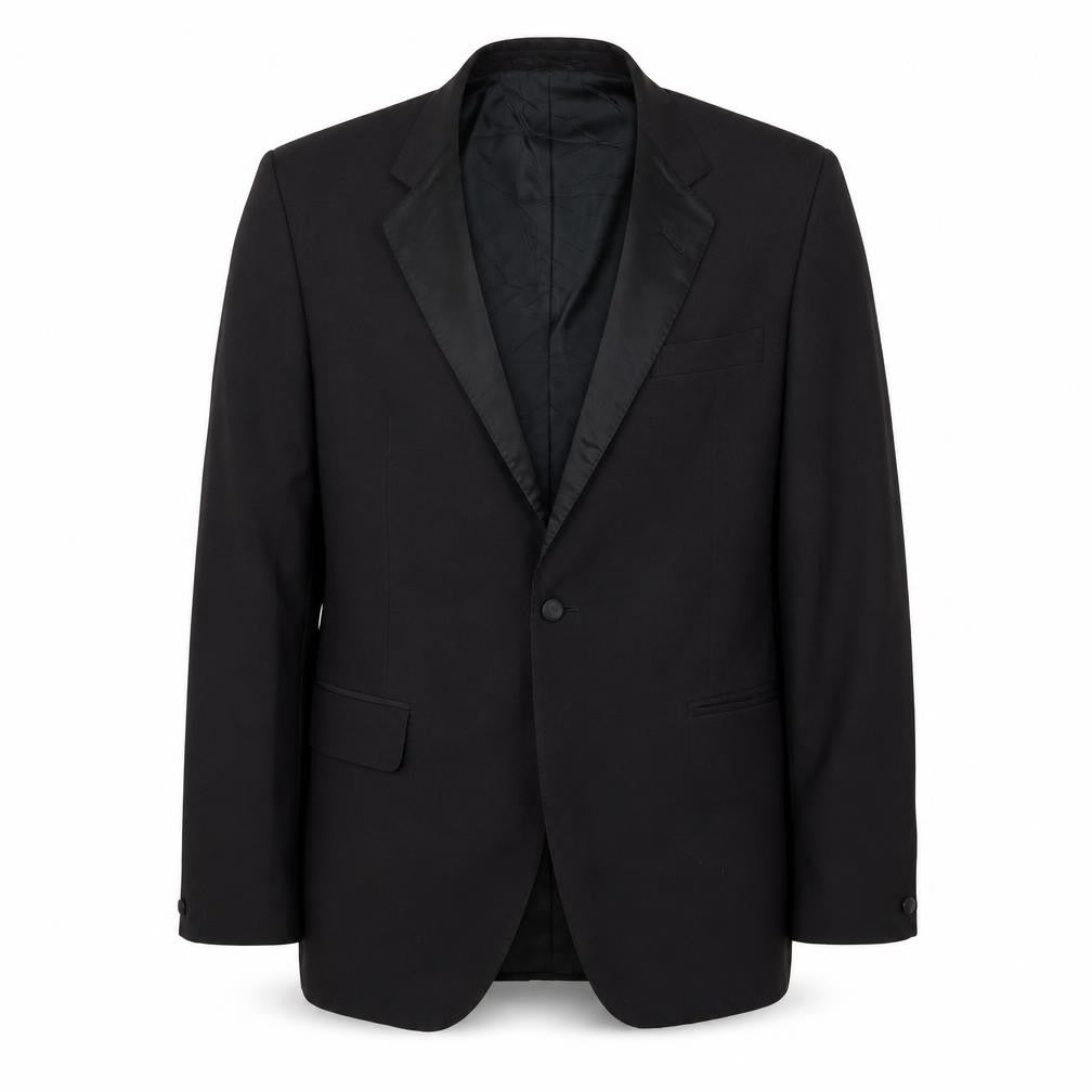 Front view of Preworn men’s black jacket blazer, size 40