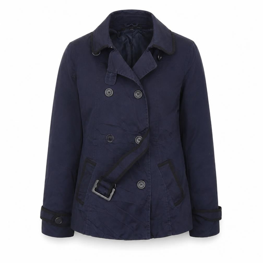 Front view of Wearhouse women’s blue jacket coat, size UK 12