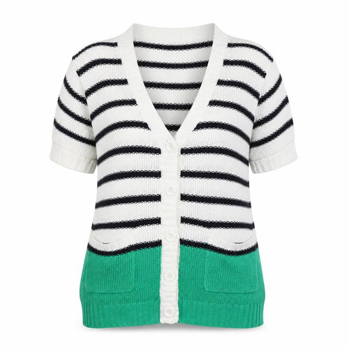 Sky Designs Womens Ivory Striped Knit Cardigan Jumper Size S