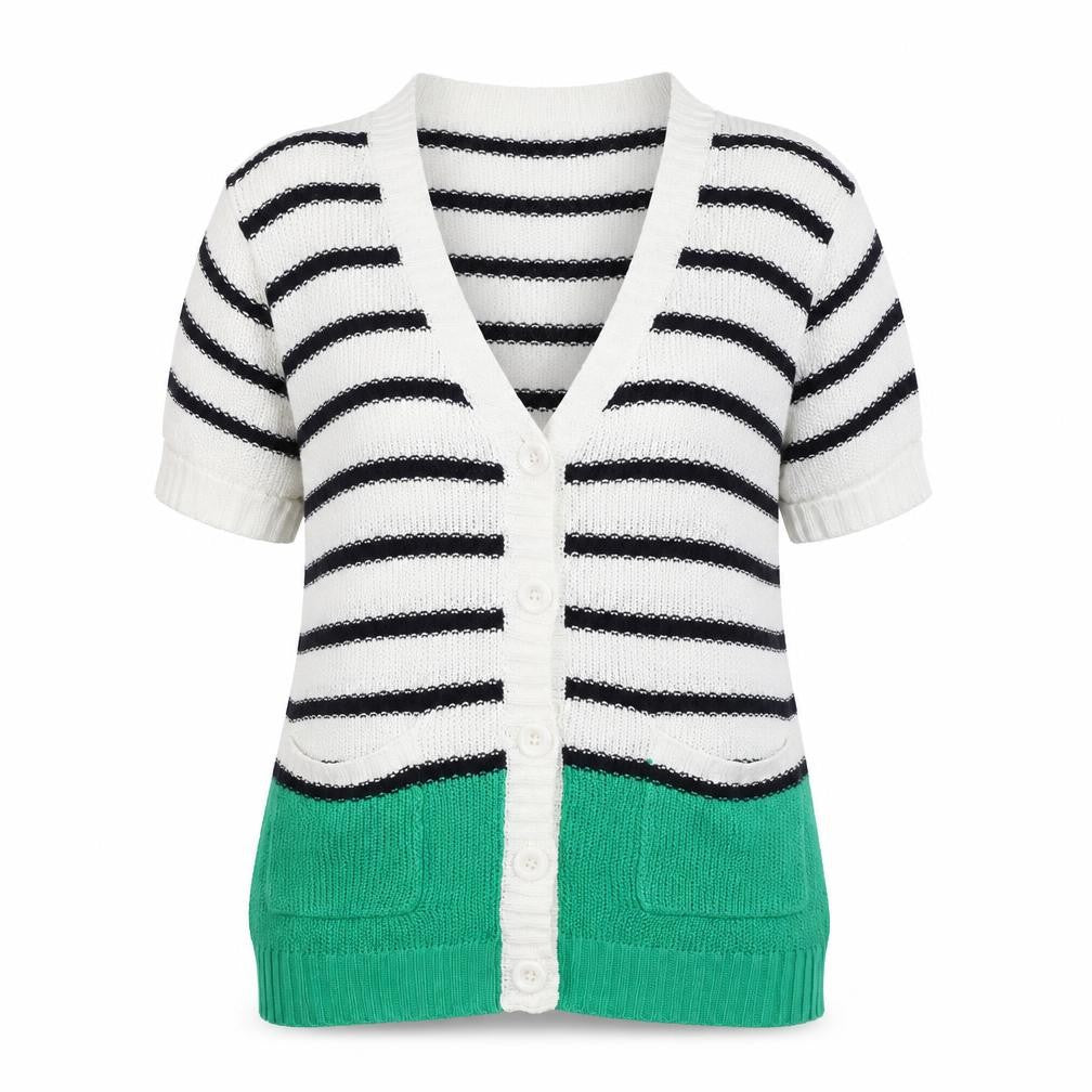 Sky Designs Womens Ivory Striped Knit Cardigan Jumper Size S