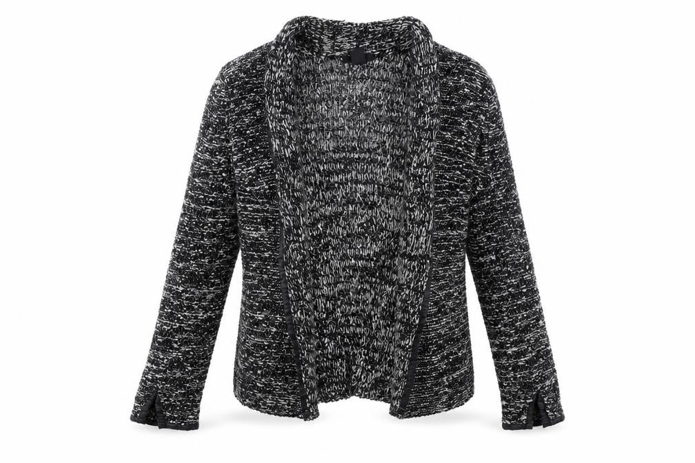 Front view of H&M women’s black cardigan jumper, size XS