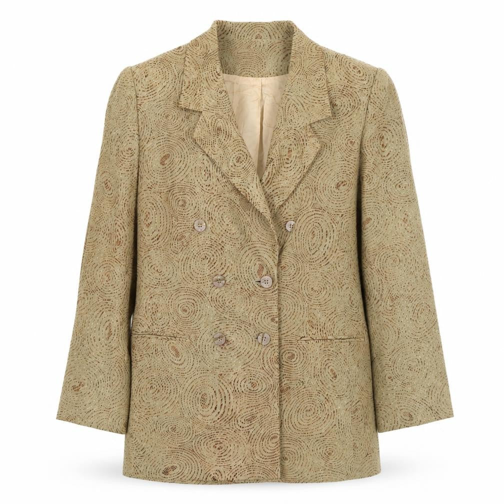 Front view of Mexican Gold women’s gold jacket blazer, size UK 14
