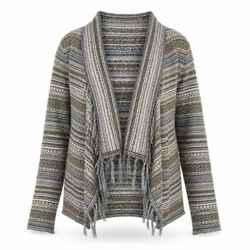 Lyla Lyla Womens Beige Geometric  Cardigan Jumper Size S