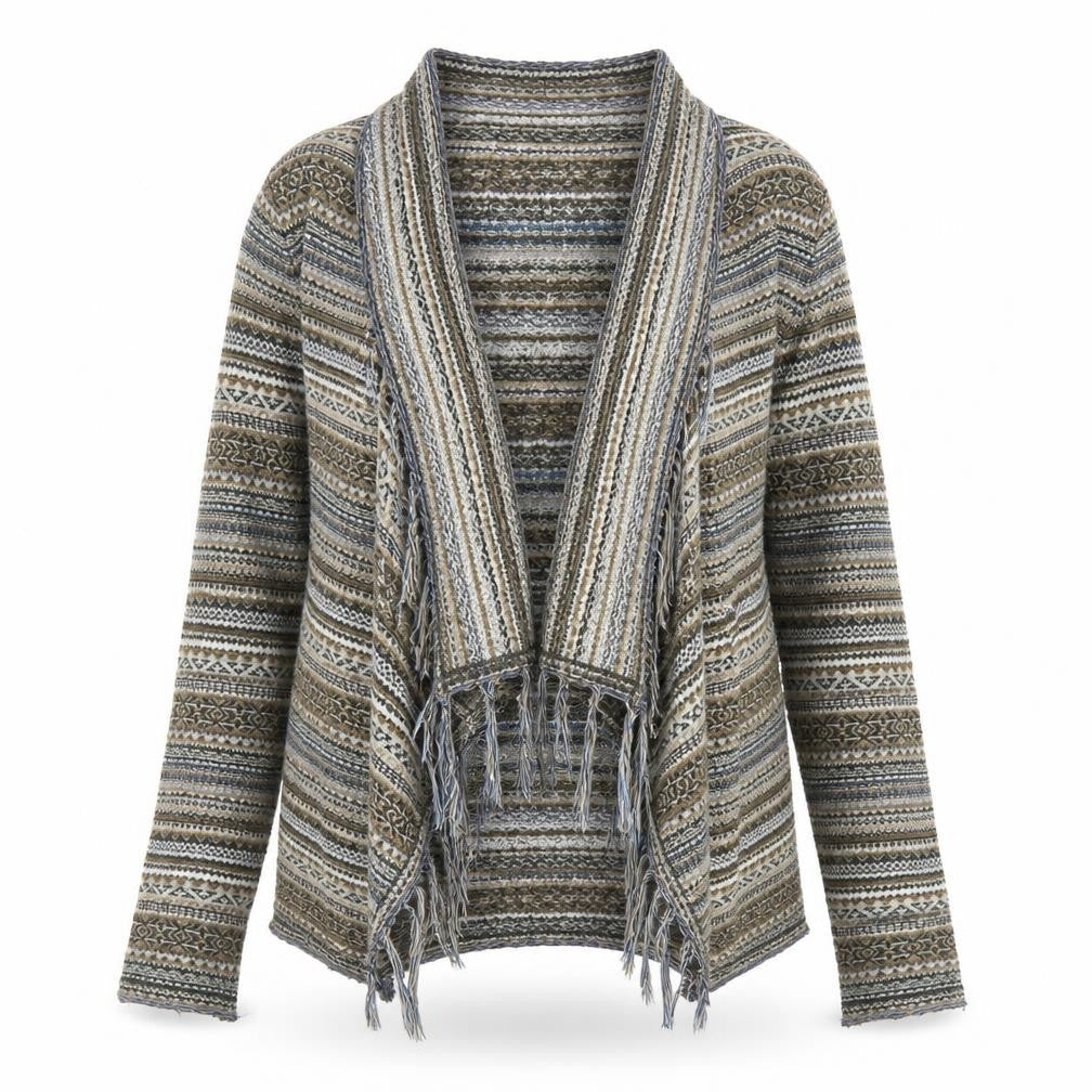 Lyla Lyla Womens Beige Geometric  Cardigan Jumper Size S