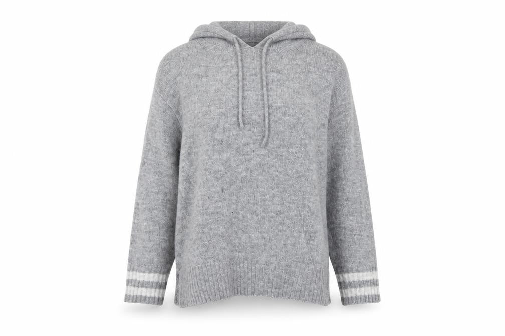 Front view of Primark women’s grey pullover hoodie, size M