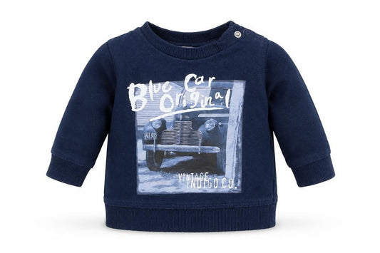 Front view of F&F boys’ blue jumper, size 0-3, months