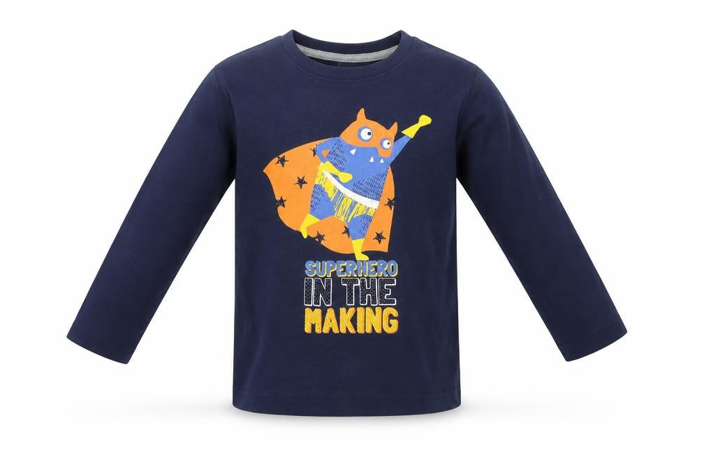 Front view of urban rascals boys’ blue basic t-shirt, size 5, years