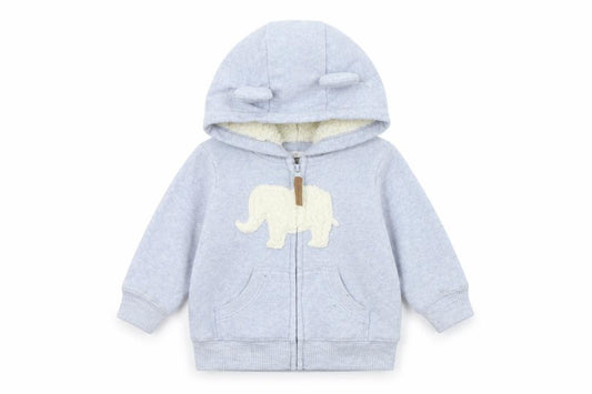 Front view of Carter boys’ blue full zip jumper, size 3-6, months