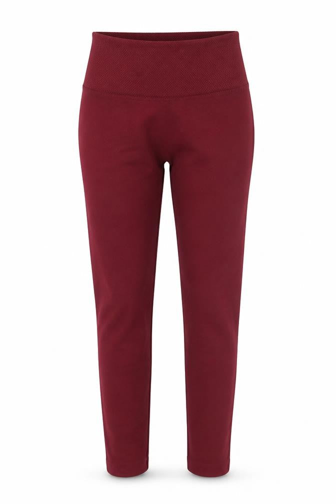 Front view of Satina women’s red jegging leggings, size S, 23-inch leg