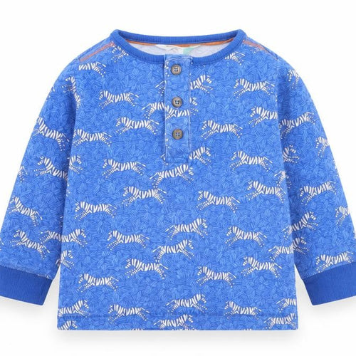 John Lewis Baby Blue Animal Print  Basic T-Shirt Size 6-9 Months  - Zebra
